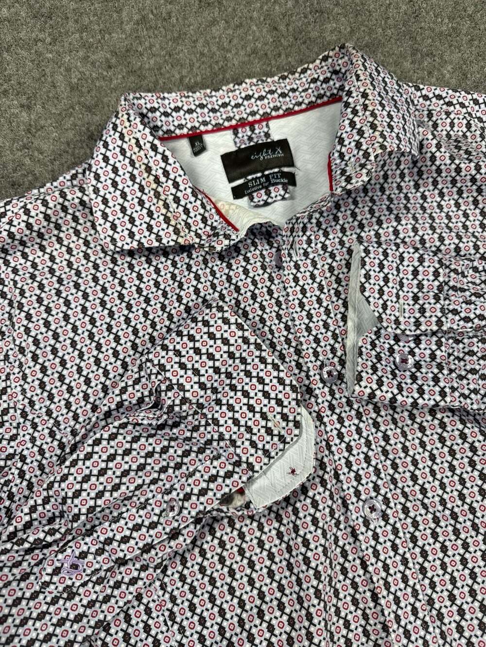Eight X Premium Slim Fit Long Sleeve Button-Down Shirt Geometric Print
